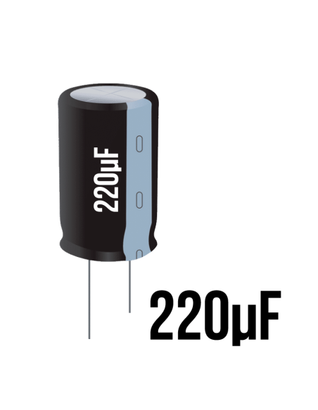 ➤ Condensador Electrolítico de 220uF | Repuestos Electrónicos